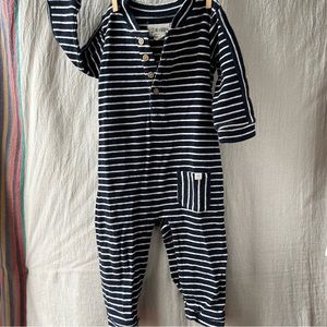 Me and Henry Navy stripe jersey romper 6-12m